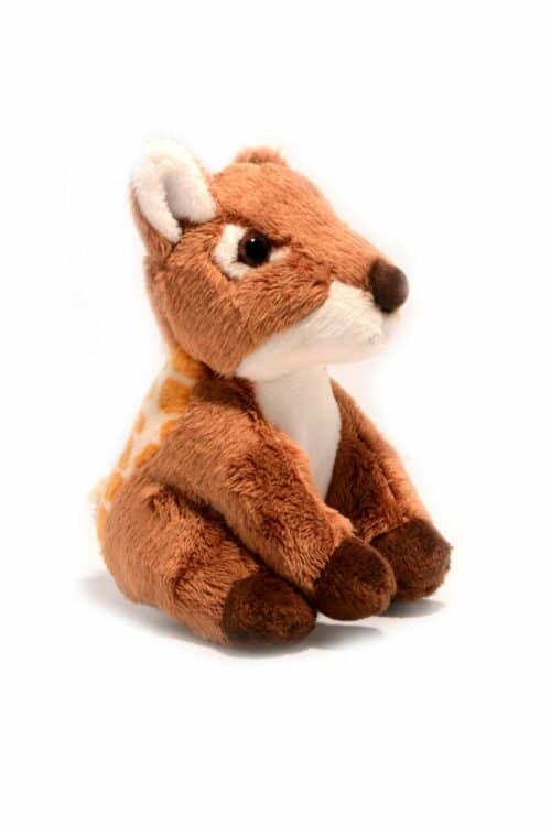 Wild Ireland - A small, plush toy deer with soft brown fur, white patches, and brown hooves sits upright. The toy has large eyes and white inner ears, giving it a cute and cuddly appearance.